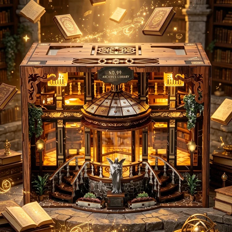 3D Model Kit With Light Booken - Diy Wooden Book Nook Kit Shelf Insert recension och pris