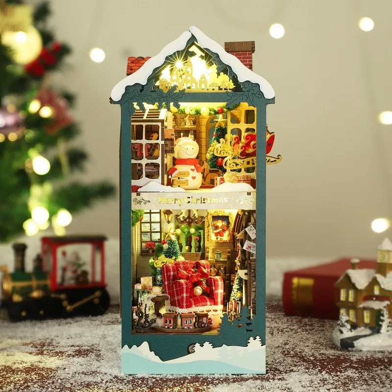 NEW DIY Wooden Merry Christmas - Diy Wooden Book Nook Kit Shelf Insert recension och pris