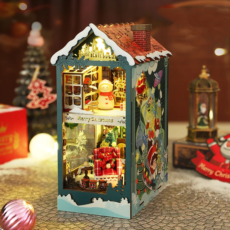 NEW DIY Wooden Merry Christmas - Diy Wooden Book Nook Kit Shelf Insert recension och pris