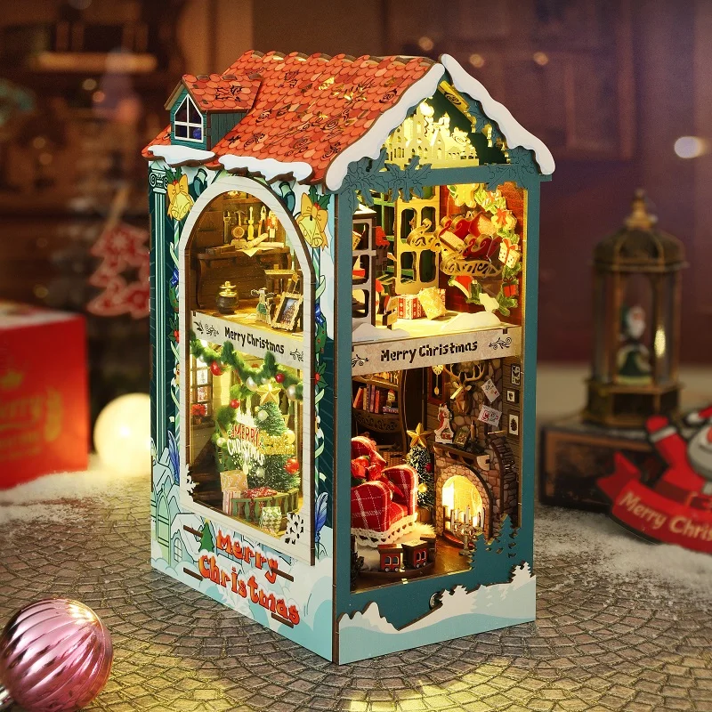 NEW DIY Wooden Merry Christmas - Diy Wooden Book Nook Kit Shelf Insert recension och pris